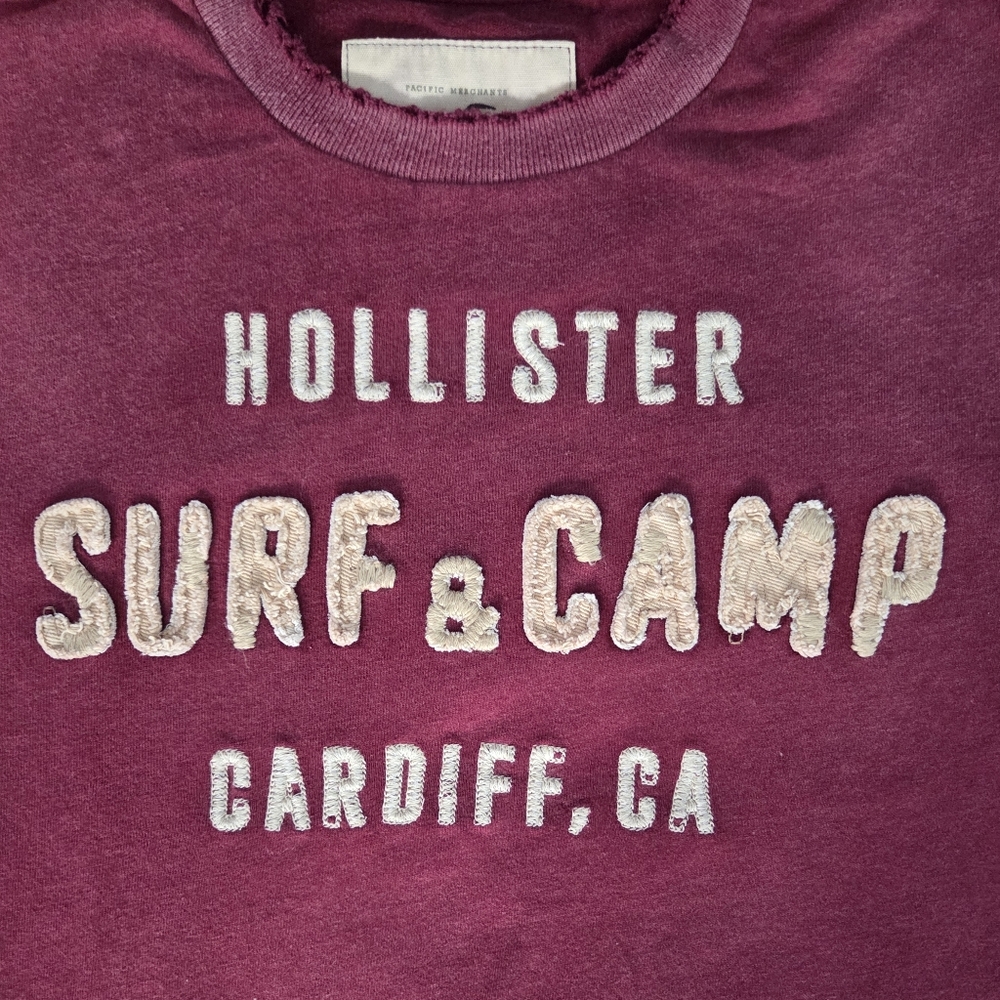 Vintage Hollister Burgundy Surf & Camp Tee/Sweatshirt, Size L